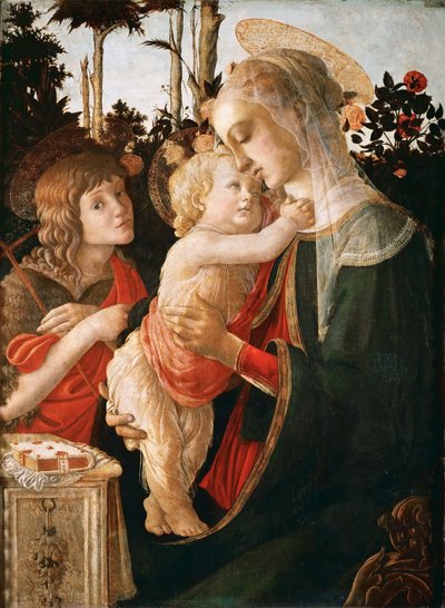 Madonna en Kind met de jonge Sint Jan de Doper door Sandro Botticelli and workshop