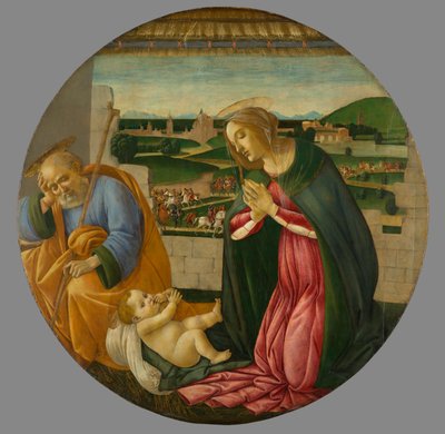 De aanbidding van het kind, ca. 1500 door Sandro and workshop Botticelli