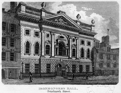 Ironmongers Hall, Fenchurch Street, City of London, 1812 door Sands