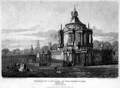Tempel van Concord, Green Park, Westminster, Londen, 1814 door Sands