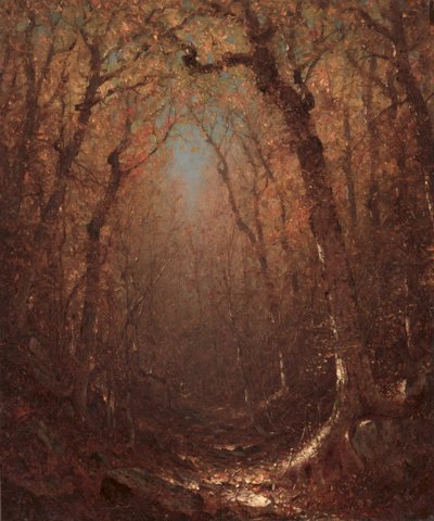Herfst, een bospad door Sanford Robinson Gifford