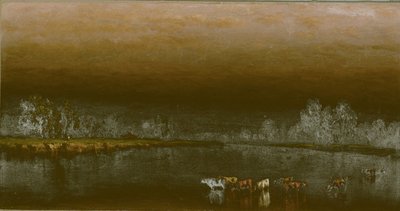 Koeien in een vijver bij zonsondergang door Sanford Robinson Gifford
