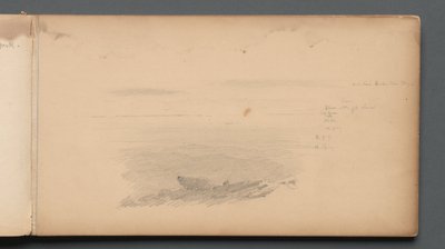 Schetsboek, pagina 04: Zeegezicht met kleurnotities door Sanford Robinson Gifford