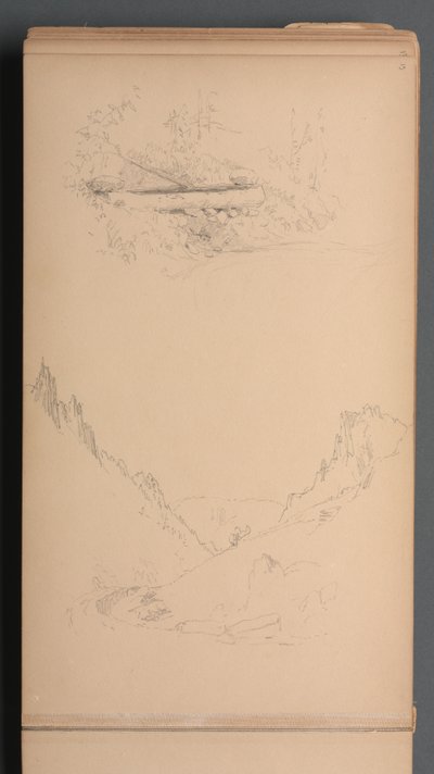 Schetsboek, pagina 15: Landschappen, Berlijnse Watervallen, 1859 door Sanford Robinson Gifford