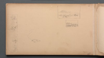 Schetsboek, pagina 37: Maine landschap vignetten, 1859 door Sanford Robinson Gifford