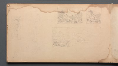 Schetsboek, pagina 39: Maine Landschap Vignetten, 1859 door Sanford Robinson Gifford