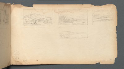 Schetsboek, pagina 40: Landschap in Maine door Sanford Robinson Gifford