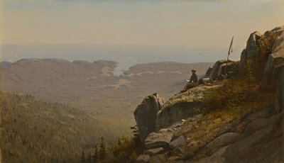 De kunstenaar schetsend op Mount Desert, Maine door Sanford Robinson Gifford