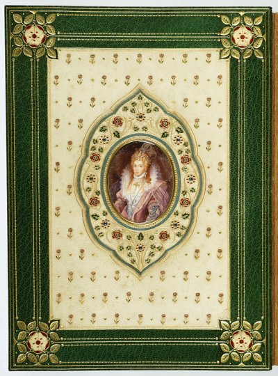Een ovaal portret van Koningin Elizabeth I door Sangorski and Sutcliffe