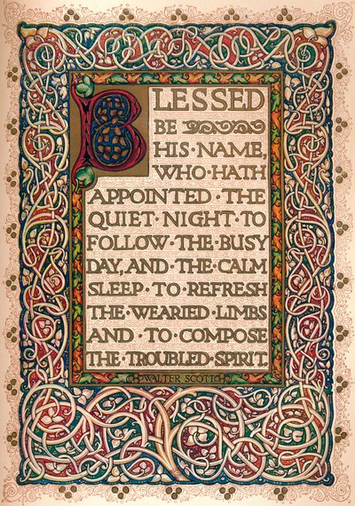 Verlicht manuscript ter illustratie van Walter Scott