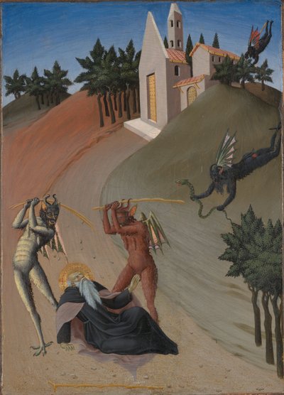 Sint Antonius Abt gekweld door demonen door Sano di Pietro