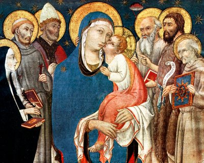De Madonna en Kind met Heiligen, midden 15e eeuw, 1931 door Sano di Pietro
