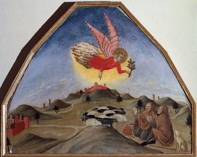 Aankondiging aan herders, door Sano di Pietro (1406-1481) door Sano di also Ansano di Pietro di Mencio Pietro