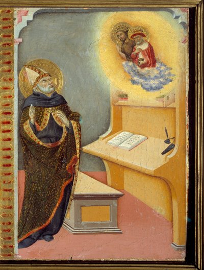 Verschijning van Sint Hiëronymus en Sint Johannes de Doper aan Sint Augustinus van Hippo door Sano di also Ansano di Pietro di Mencio Pietro