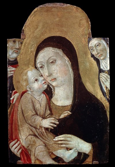De Madonna en Kind met heiligen door Sano di also Ansano di Pietro di Mencio Pietro