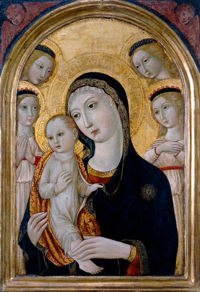 Madonna en Kind met Engelen, c.1480 door Sano di also Ansano di Pietro di Mencio (workshop of) Pietro