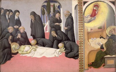 St. Hiëronymus verschijnt aan St. Cyrillus van Jeruzalem door Sano di also Ansano di Pietro di Mencio Pietro