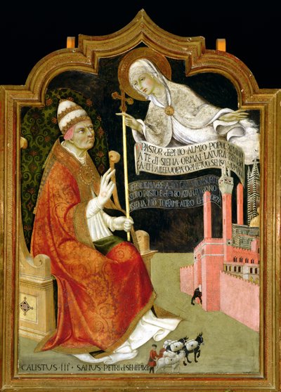 De Verschijning van de Maagd aan Paus Calixtus III door Sano di also Ansano di Pietro di Mencio Pietro