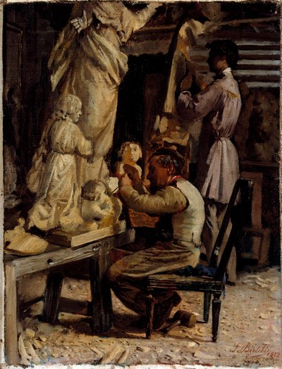 Het atelier van de beeldhouwer door Sante Bertelli