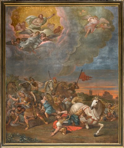 Muur tegenover de tegengevel van het noordtransept, Bekering van Saul (1814) door Sante Legnani