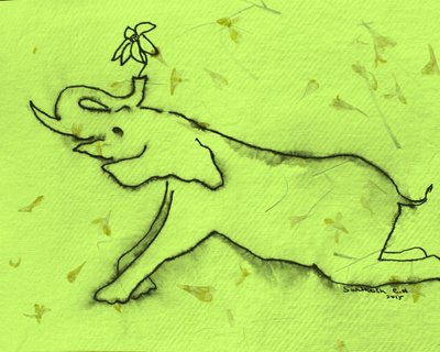 Blije olifant met bloem door Santhosh ch