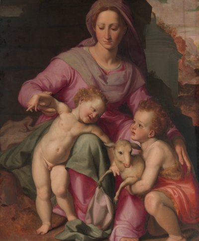 Madonna en Kind met de Jonge Sint Johannes de Doper door Santi di Tito