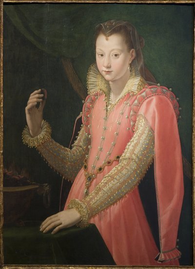 Portret van een jonge vrouw als Portia Catonis door Santi di Tito