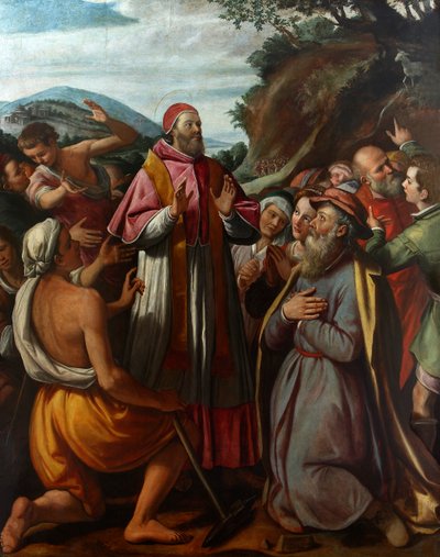 Heilige Paus Clemens I, omringd door gelovigen, 1592 door Santi di Tito