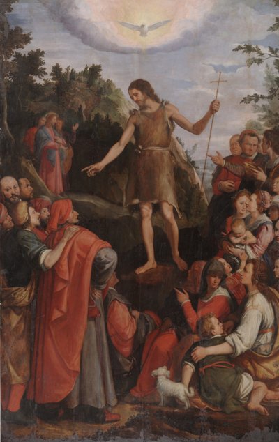 St. Johannes de Doper predikend in de wildernis door Santi di Tito
