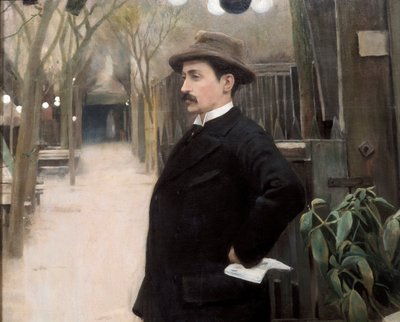 Portret van de schilder Miguel Utrillo (1862-1934) tijdens zijn verblijf in Parijs (detail) door Santiago Rusinol i Prats