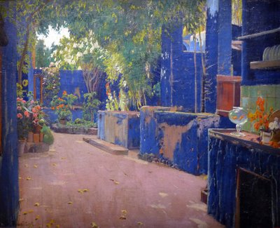 De blauwe patio (El patio azul, Sitges) door Santiago Rusinol i Prats