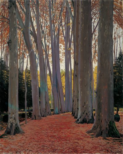 Laan van platanen door Santiago Rusiñol