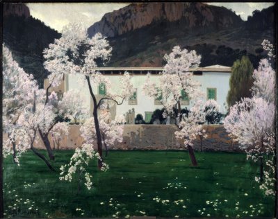 Bloeiende amandelbomen door Santiago Rusiñol