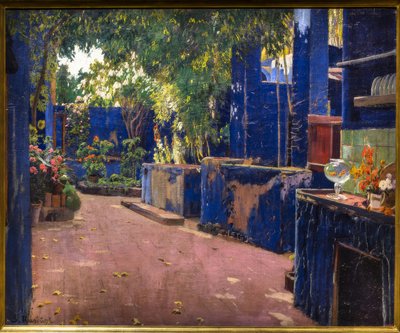 De blauwe patio door Santiago Rusiñol