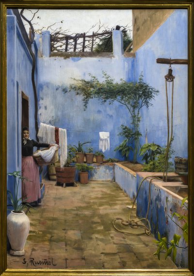 De blauwe patio door Santiago Rusiñol