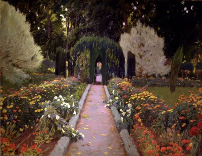 Tuinen van Aranjuez (De prieel) door Santiago Rusiñol