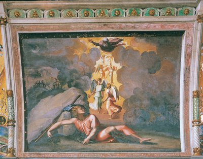 Jakobs droom door Sanzio of Urbino (workshop) Raphael
