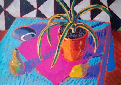 Stilleven # 38, 2024 (acryl op papier) door Sara Hayward