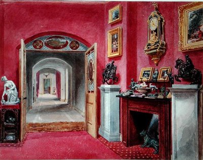 De voorkamer naar de hal, Rempstone Hall, Nottinghamshire door Sarah Caroline Sitwell