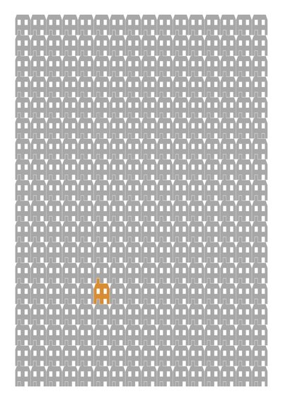 Grey Paper House Repeat Print, 2014 (grafische giclee print) door Sarah Evans