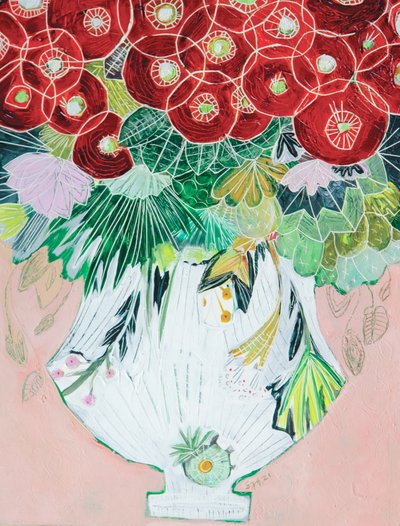 Kleurrijke bloemenvaas door Sarah Fitzgerald
