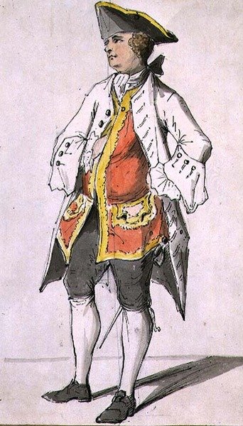 Een heer met een driekantige hoed, uit een album met figuurstudies, midden 18e eeuw door Sarah Hamilton
