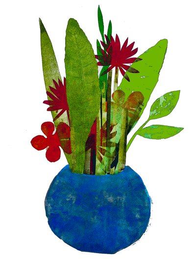 Kom met bladeren en bloemen door Sarah Thompson Engels