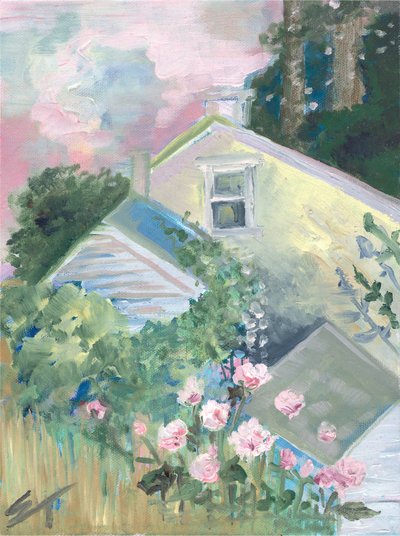La Vie en Rose, ca 2020 (olieverf op doek) door Sarah Tudor
