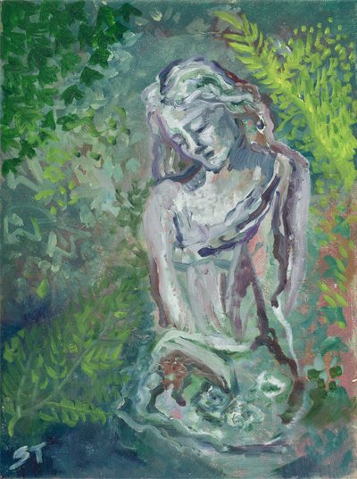 Dame in het bos, ca. 2021 (olieverf op doek) door Sarah Tudor