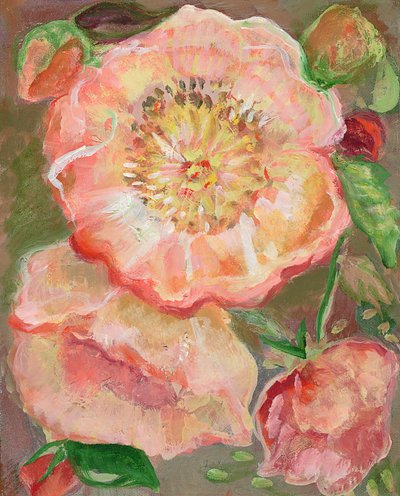 Amberkleurige zon, ca. 2022 (olieverf op doek) door Sarah Tudor