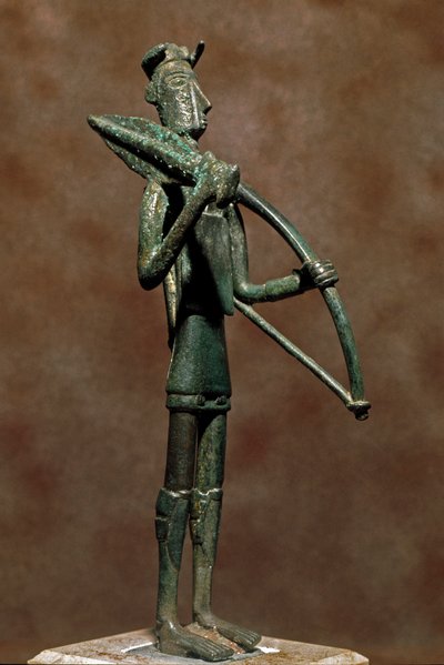 Nuragische cultuur: bronzen krijger beeldje. 8e-7e eeuw v.Chr. Cagliari, Museo Nazionale Archeologico, Sardinië, Italië door Sardinia Nuragic Civilization
