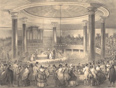 Verdeling van de American Art Union Prijzen, in de Tabernakel, Broadway, 24 december door Sarony and Co