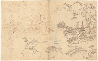 Landschap in Chinese stijl door Sasaya (workshop of)