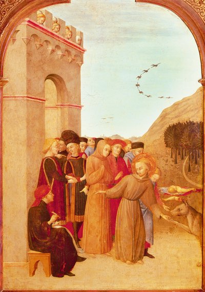 Sint Franciscus van Assisi spreekt met de wolf van Gubbio (detail) door Sassetta (c.1392 1450)